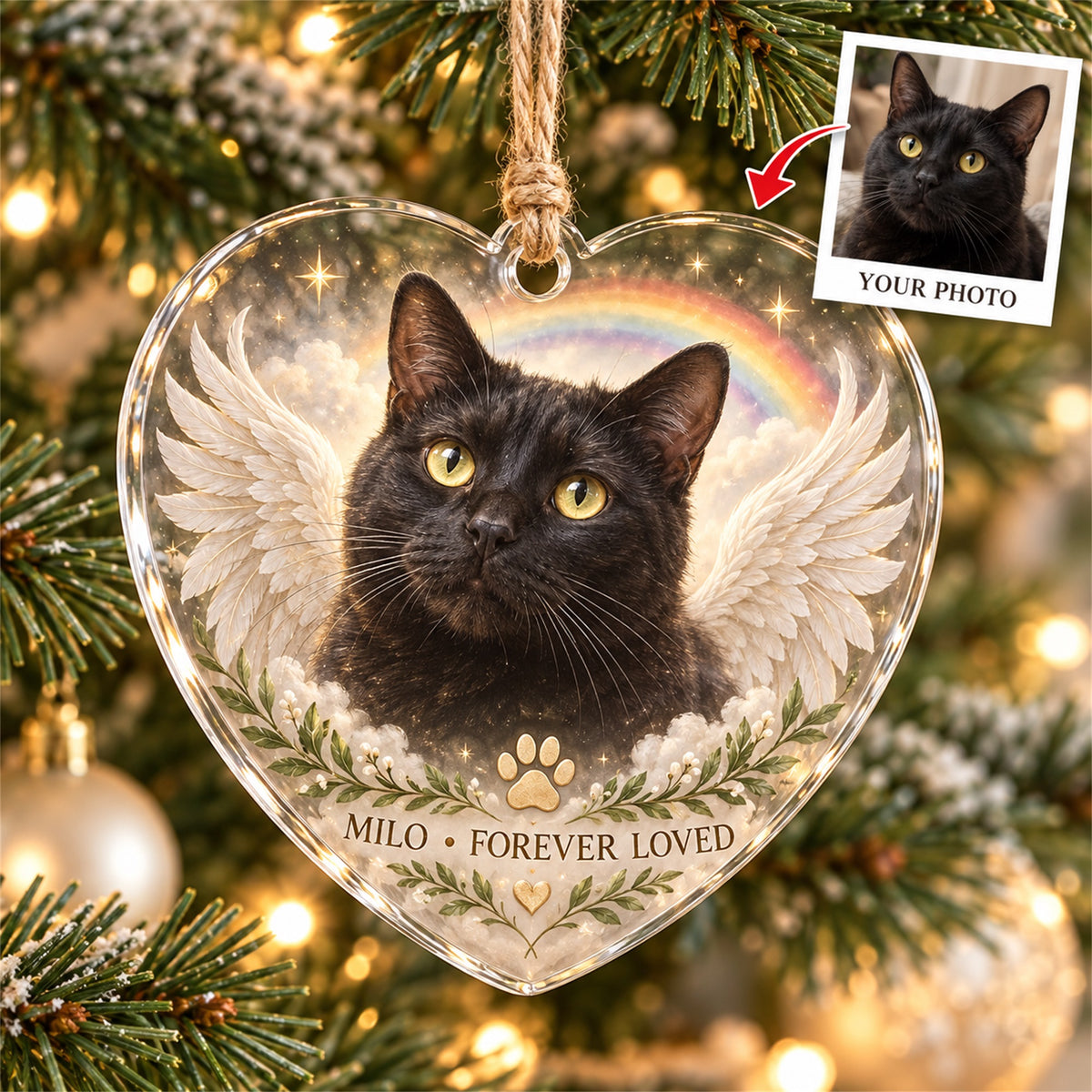 Personalized Cat Memorial Acrylic Ornament - Custom Photo Keepsake - image 1