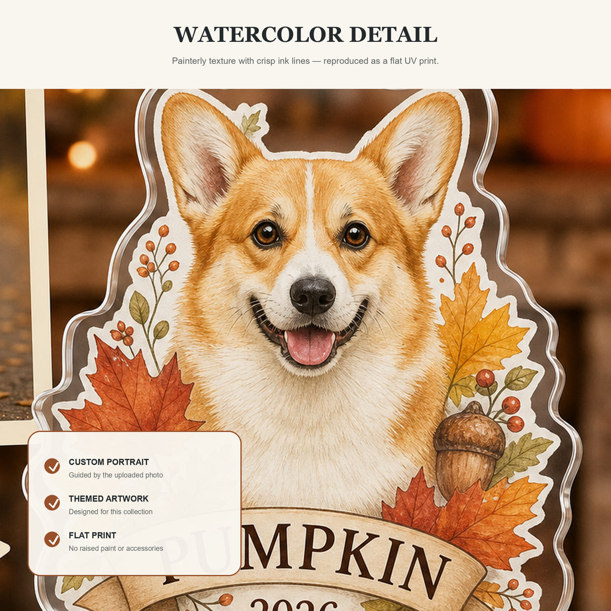 Personalized Autumn Leaves Dog Photo Acrylic Ornament - Custom Pet Keepsake - image 5