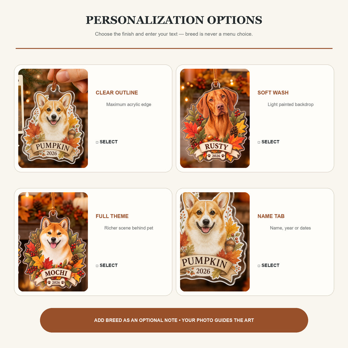 Personalized Autumn Leaves Dog Photo Acrylic Ornament - Custom Pet Keepsake - image 8