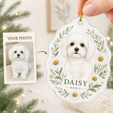 Personalized Birth Flower Dog Photo Acrylic Ornament - Custom Pet Keepsake - image 1