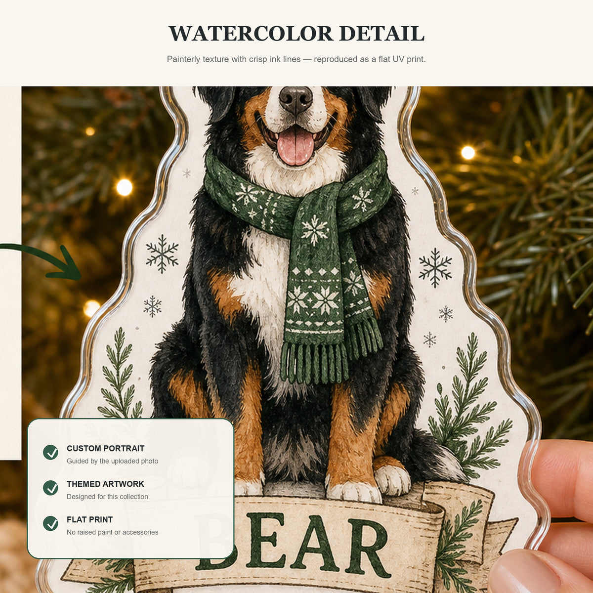 Personalized Cozy Winter Dog Photo Acrylic Ornament - Custom Pet Keepsake - image 5