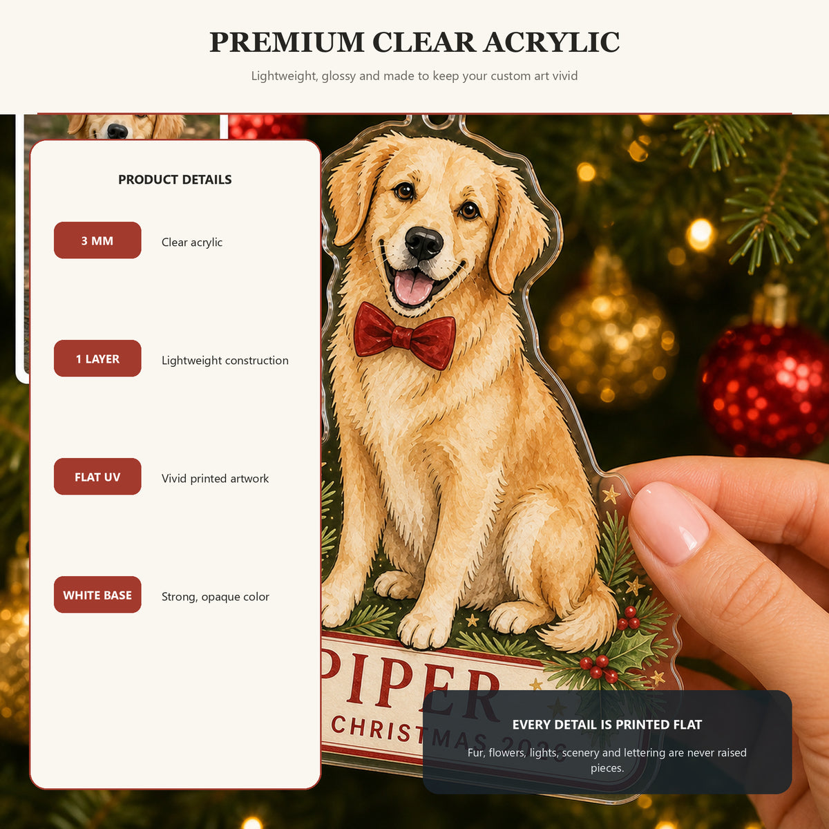Personalized First Christmas Dog Photo Acrylic Ornament - Custom Pet Keepsake - image 9