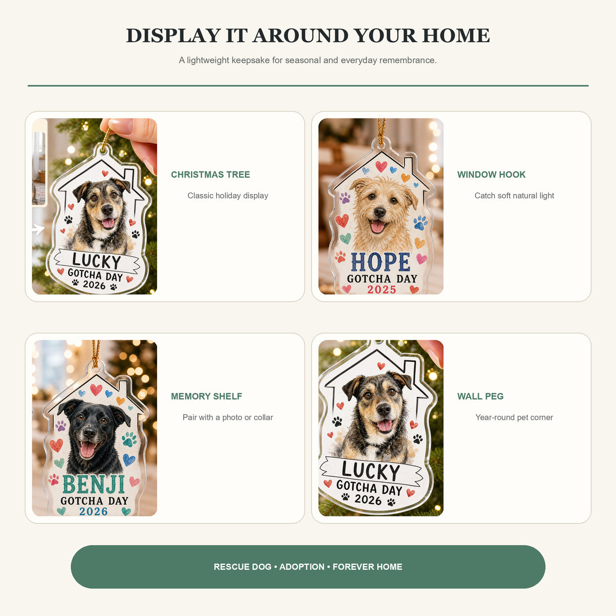 Personalized Gotcha Day Dog Photo Acrylic Ornament - Custom Pet Keepsake - image 2