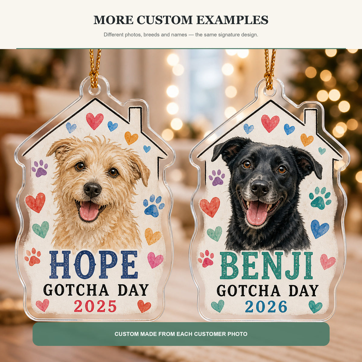 Personalized Gotcha Day Dog Photo Acrylic Ornament - Custom Pet Keepsake - image 4