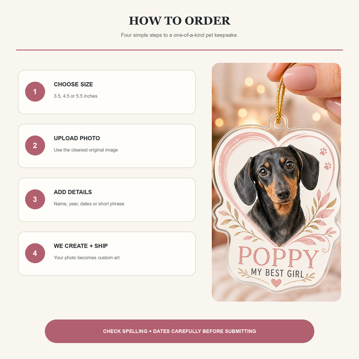 Personalized Heart Frame Dog Mom Photo Acrylic Ornament - Custom Pet Keepsake - image 10