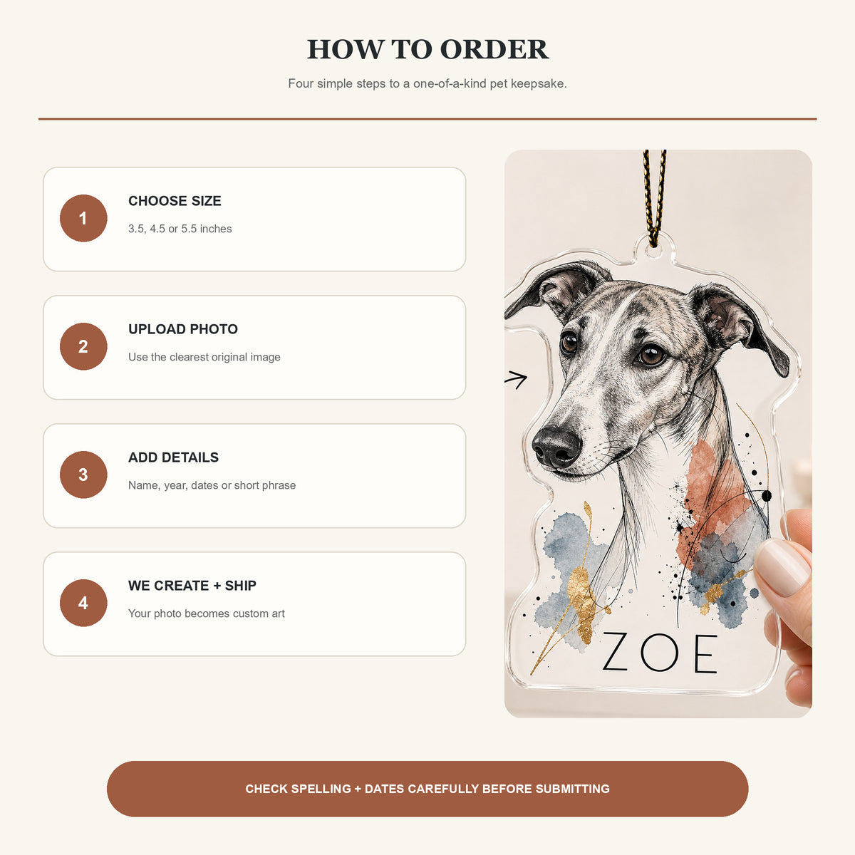 Personalized Minimal Ink Splash Dog Photo Acrylic Ornament - Custom Pet Keepsake - image 10