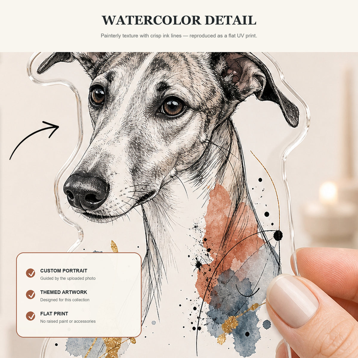 Personalized Minimal Ink Splash Dog Photo Acrylic Ornament - Custom Pet Keepsake - image 5