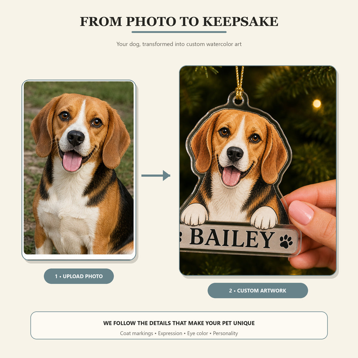 Personalized Peek Over My Name Dog Photo Acrylic Ornament - Custom Pet Keepsake - image 3