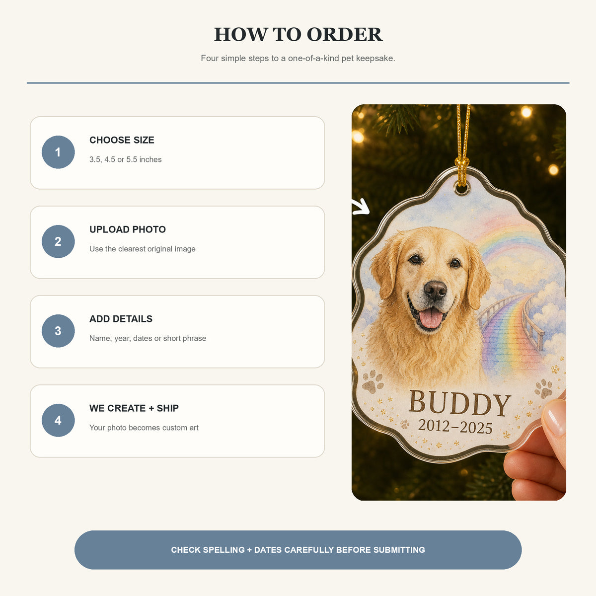 Personalized Rainbow Bridge Pet Memorial Photo Acrylic Ornament - Custom Pet Keepsake - image 10