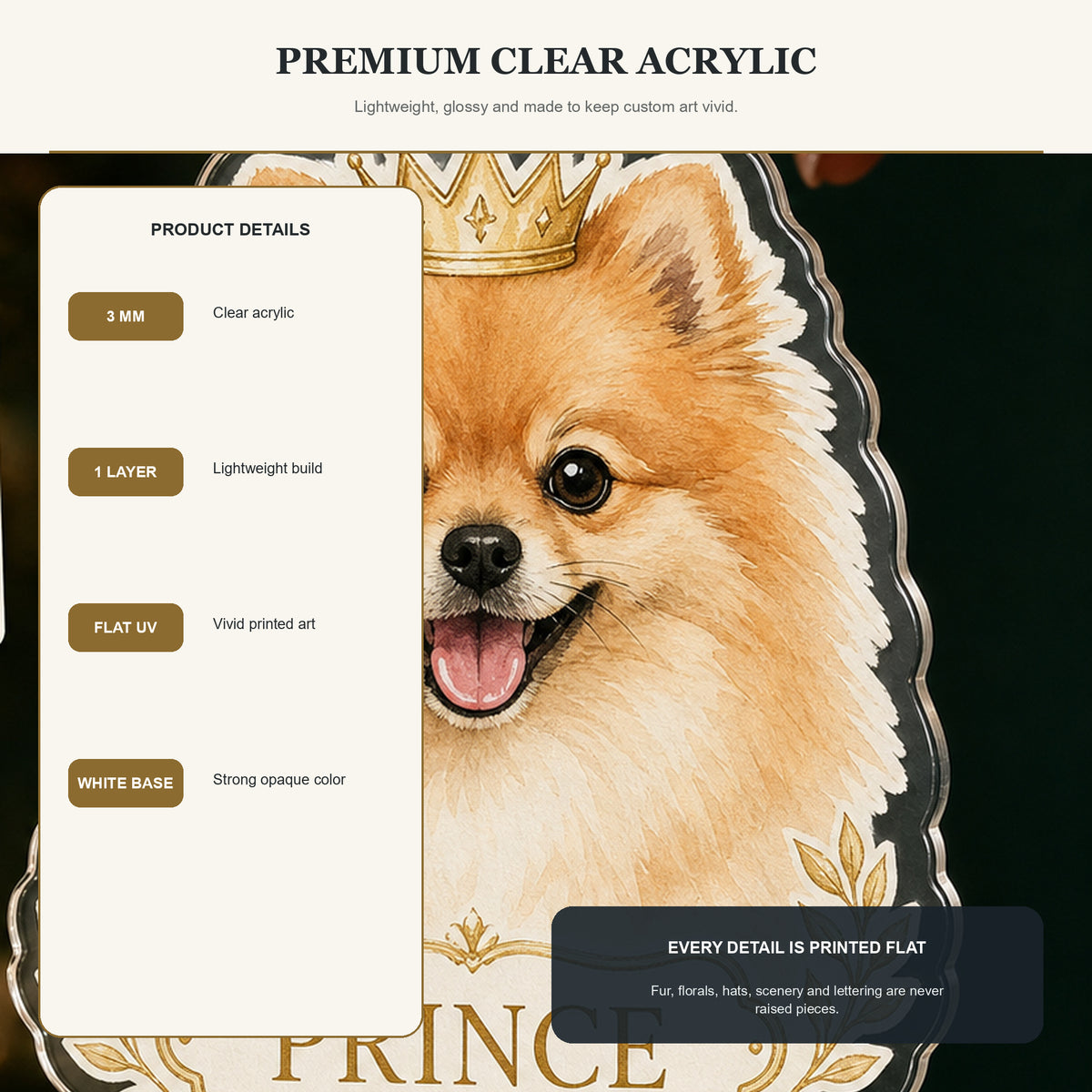 Personalized Royal Crown Dog Photo Acrylic Ornament - Custom Pet Keepsake - image 9