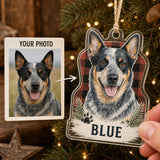 Personalized Rustic Plaid Dog Photo Acrylic Ornament - Custom Pet Keepsake - image 1