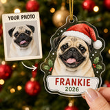 Personalized Santa Hat Dog Photo Acrylic Ornament - Custom Pet Keepsake - image 1
