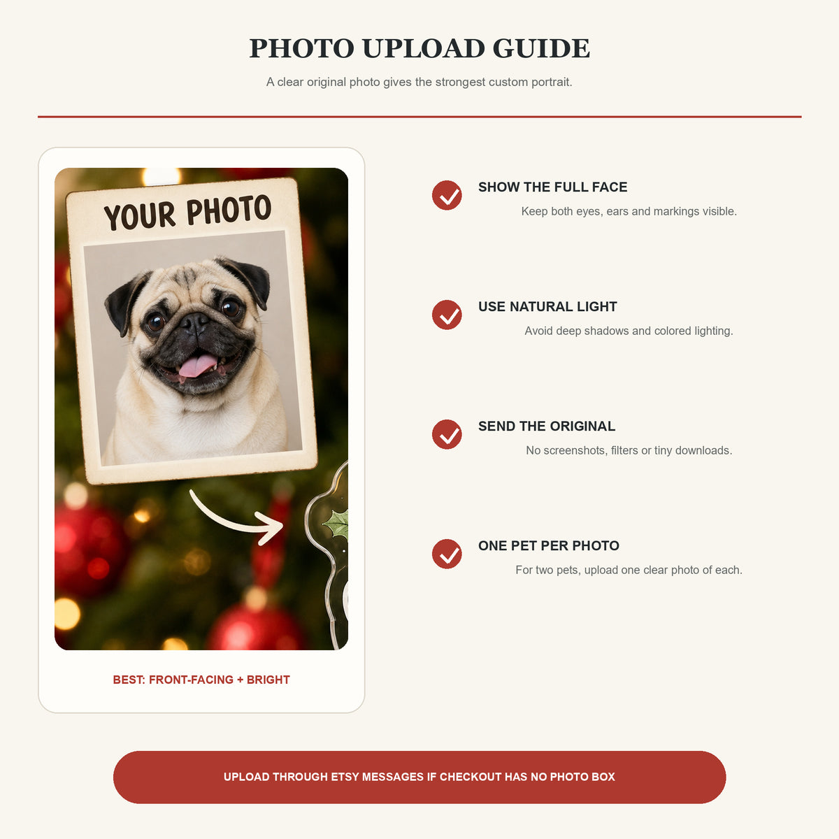 Personalized Santa Hat Dog Photo Acrylic Ornament - Custom Pet Keepsake - image 7