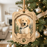 Personalized Floral Portrait Dog Photo Wood Ornament - Custom Pet Keepsake - image 6