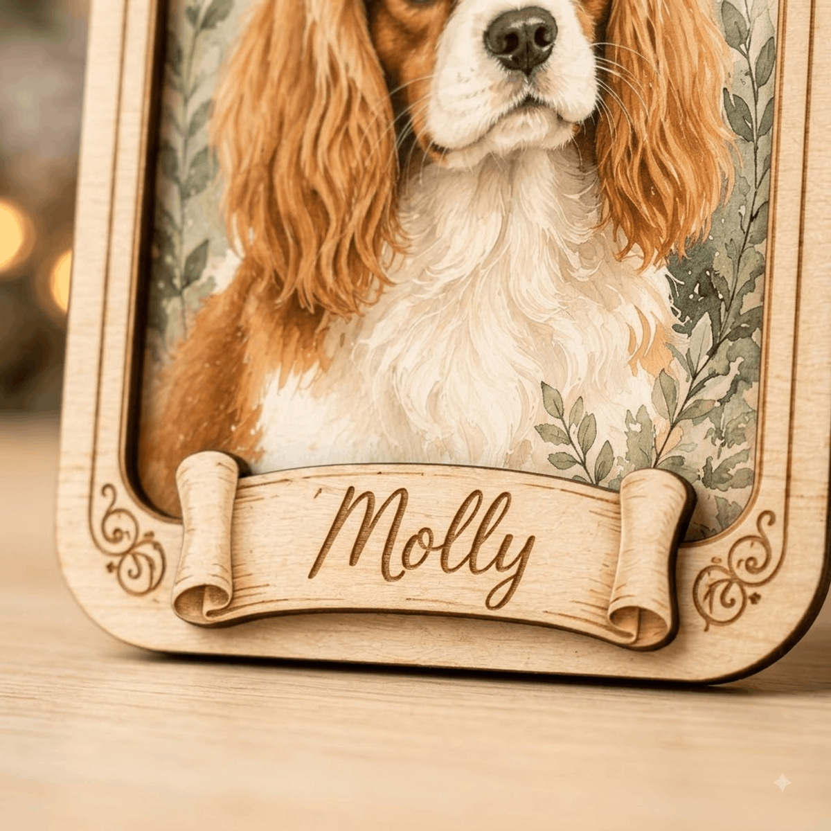 Personalized Floral Heart Dog Photo Wood Ornament - Custom Pet Keepsake - image 3