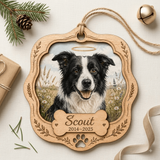 Personalized Floral Round Pet Memorial Photo Wood Ornament - Custom Pet Keepsake - image 5