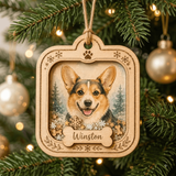 Personalized Leaf Wreath Dog Photo Wood Ornament - Custom Pet Keepsake - image 2