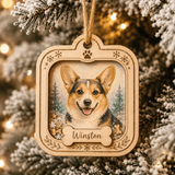 Personalized Leaf Wreath Dog Photo Wood Ornament - Custom Pet Keepsake - image 8