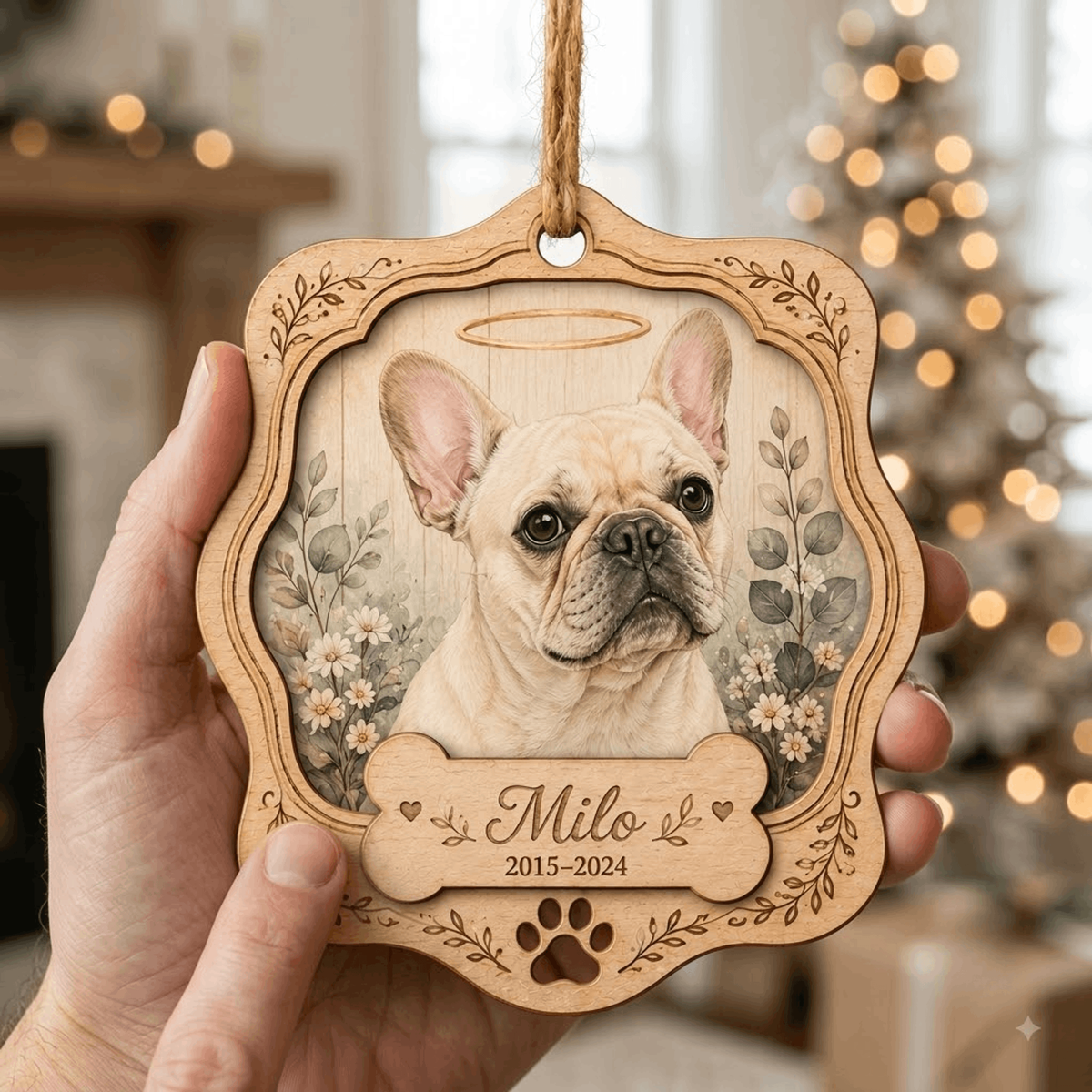 Personalized Angel Halo Pet Memorial Photo Wood Ornament - Custom Pet Keepsake - image 4