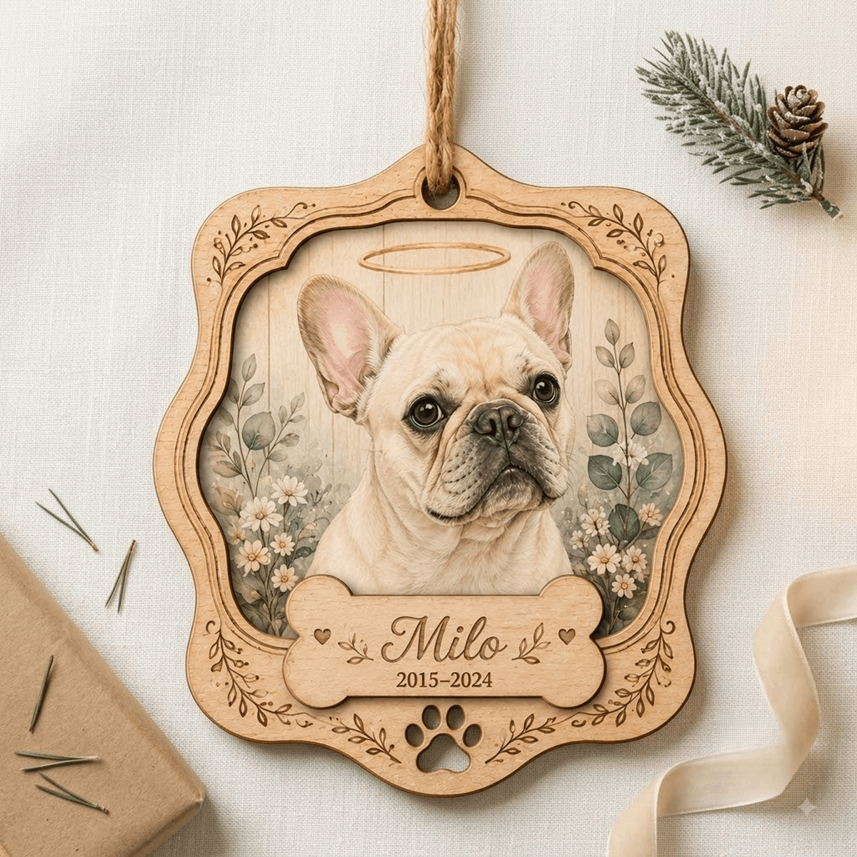 Personalized Angel Halo Pet Memorial Photo Wood Ornament - Custom Pet Keepsake - image 5