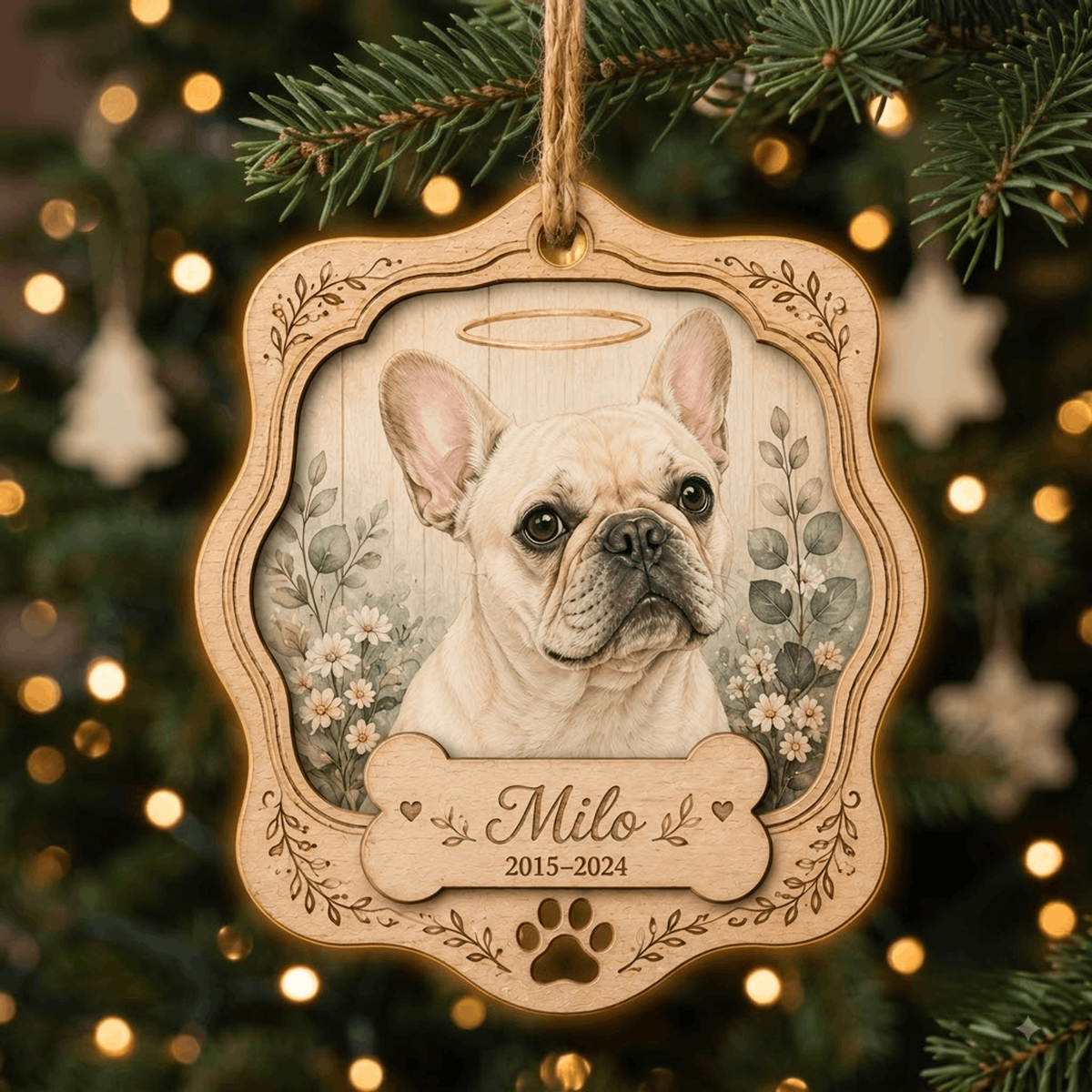Personalized Angel Halo Pet Memorial Photo Wood Ornament - Custom Pet Keepsake - image 7