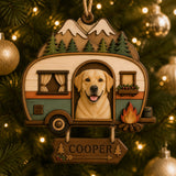 Personalized Camper Pup Photo Wood Ornament - Custom Pet Keepsake - image 1