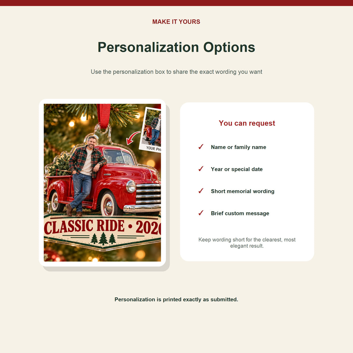 Personalized Classic Car Photo Acrylic Ornament - Custom Photo Keepsake - image 7
