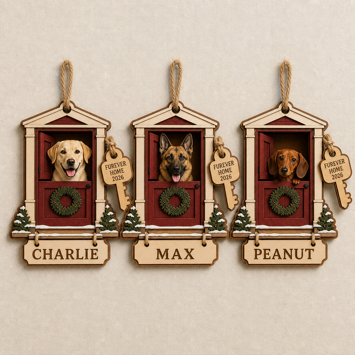 Personalized Furever Home Door Photo Wood Ornament - Custom Pet Keepsake - image 4