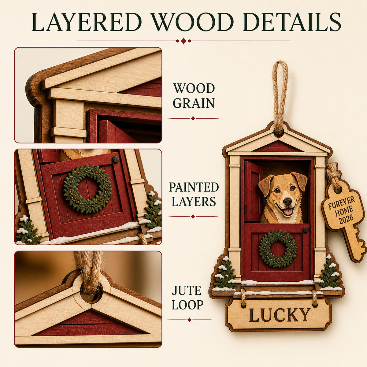 Personalized Furever Home Door Photo Wood Ornament - Custom Pet Keepsake - image 9
