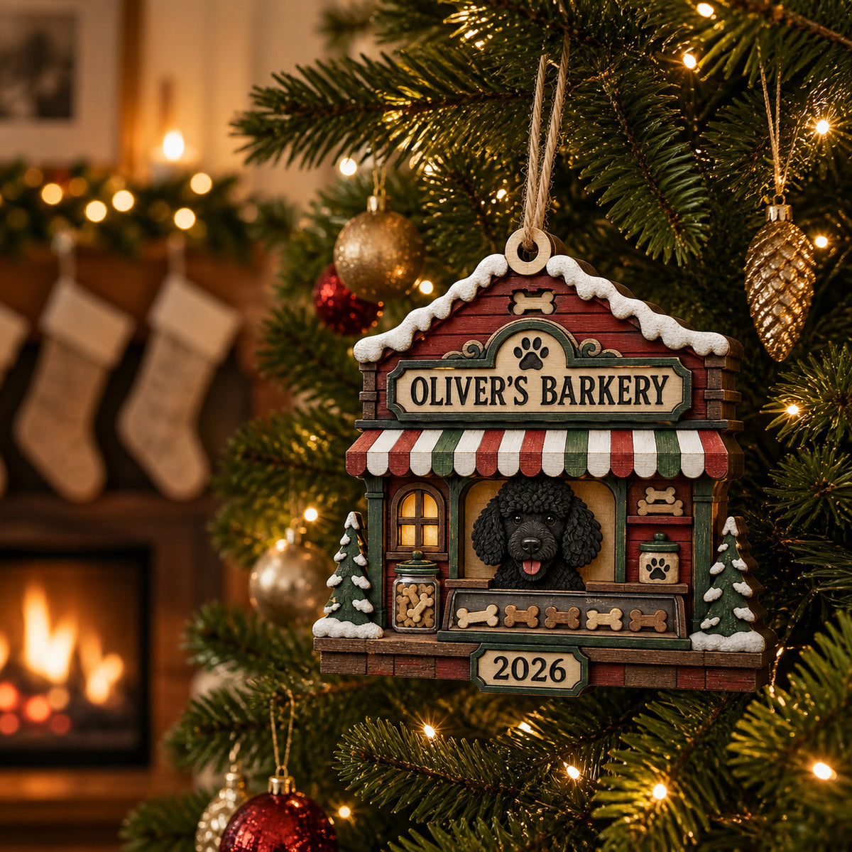 Personalized Holiday Barkery Photo Wood Ornament - Custom Pet Keepsake - image 5