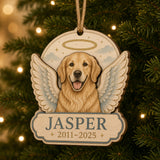 Personalized Angel Wings Pet Memorial Photo Wood Ornament - Custom Pet Keepsake - image 1