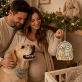 Personalized Big Sister Pregnancy Reveal Pup Photo Wood Ornament - Custom Pet Keepsake - image 5
