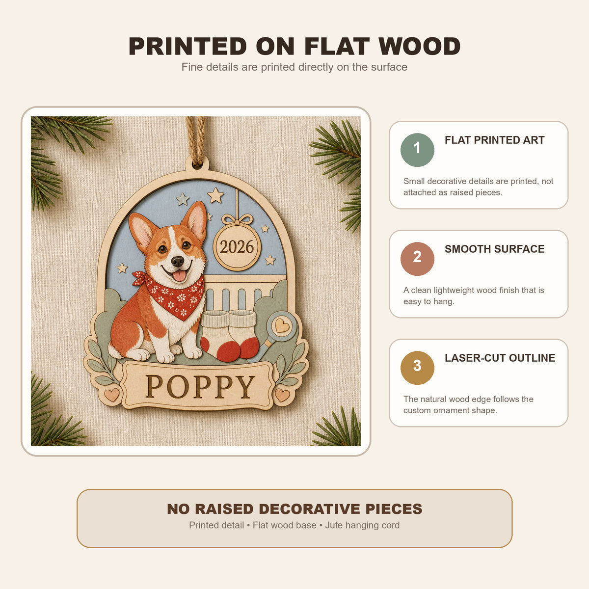 Personalized Big Sister Pregnancy Reveal Pup Photo Wood Ornament - Custom Pet Keepsake - image 9