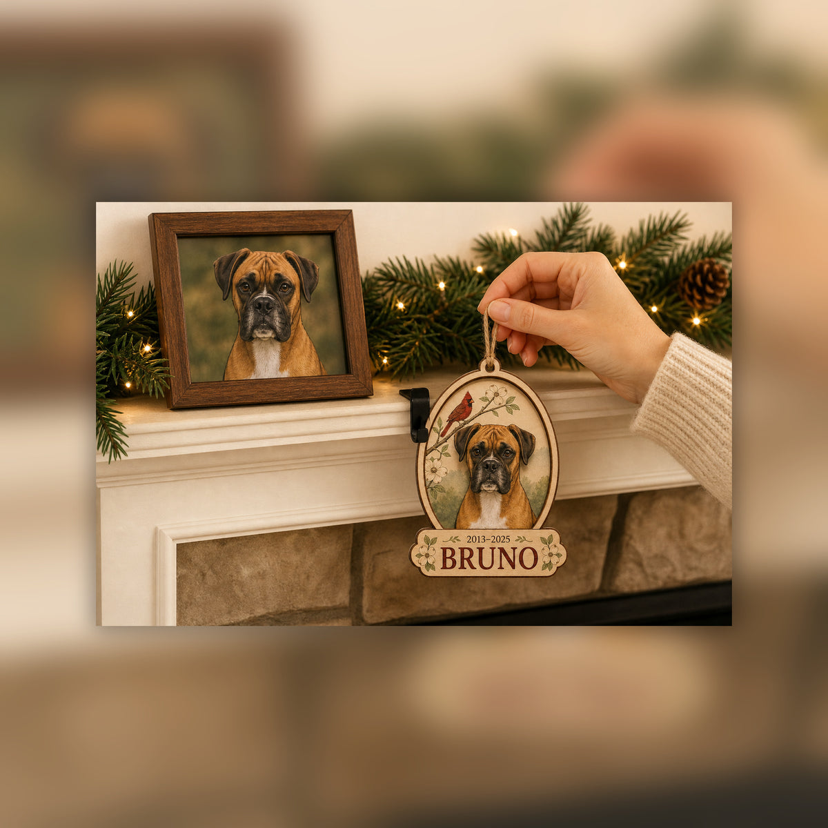 Personalized Cardinal Window Pet Memorial Photo Wood Ornament - Custom Pet Keepsake - image 4