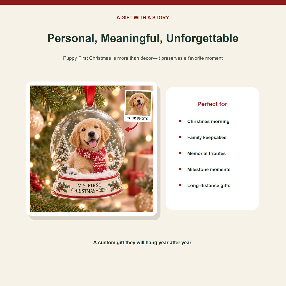 Personalized Puppy First Christmas Acrylic Ornament - Custom Photo Keepsake - image 5