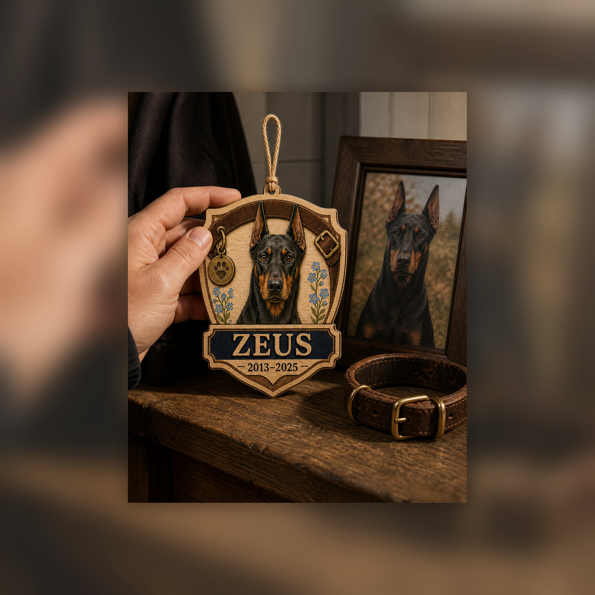Personalized Faithful Collar Pet Memorial Photo Wood Ornament - Custom Pet Keepsake - image 4