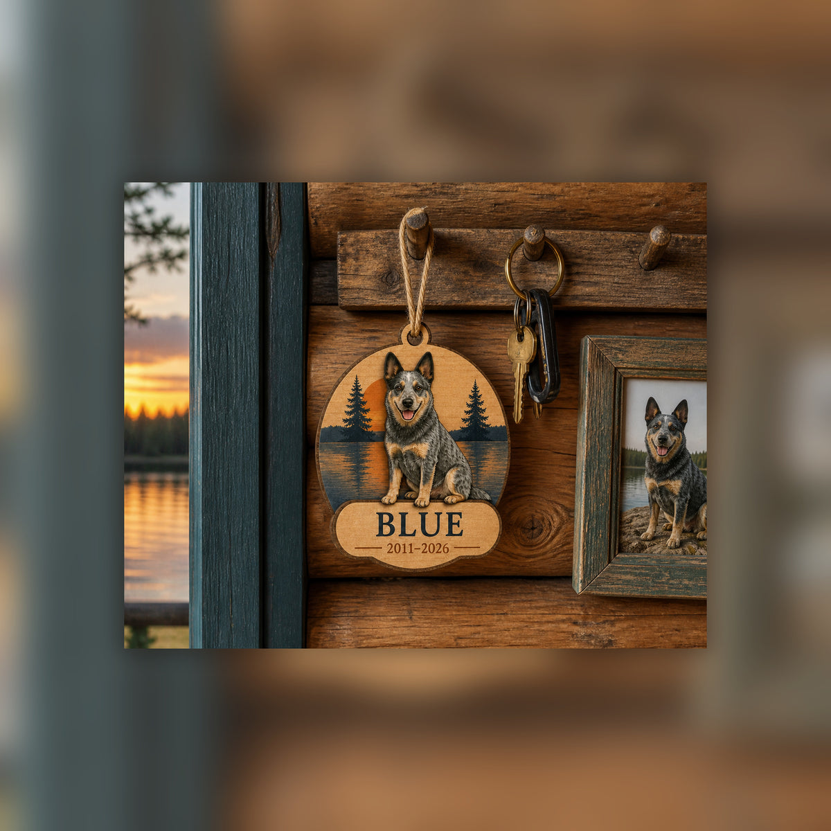 Personalized Lakeside Sunset Pet Memorial Photo Wood Ornament - Custom Pet Keepsake - image 3