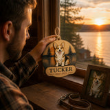 Personalized Lakeside Sunset Pet Memorial Photo Wood Ornament - Custom Pet Keepsake - image 5