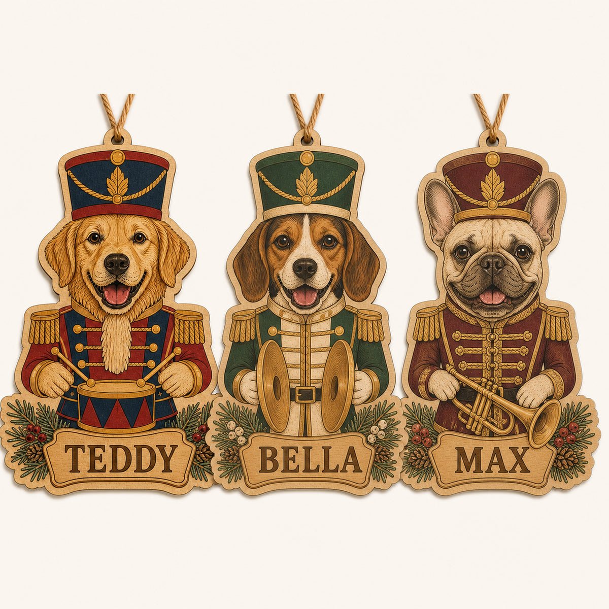 Personalized Nutcracker Pup Photo Wood Ornament - Custom Pet Keepsake - image 4