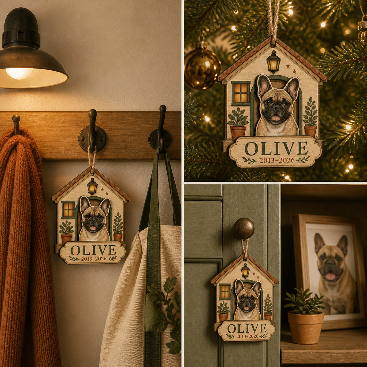 Personalized Porch Light Pet Memorial Photo Wood Ornament - Custom Pet Keepsake - image 2