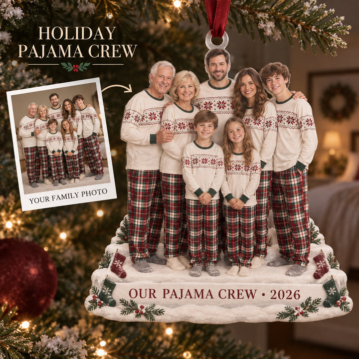 Custom Photo Holiday Pajama Generations Acrylic Ornament — Main design