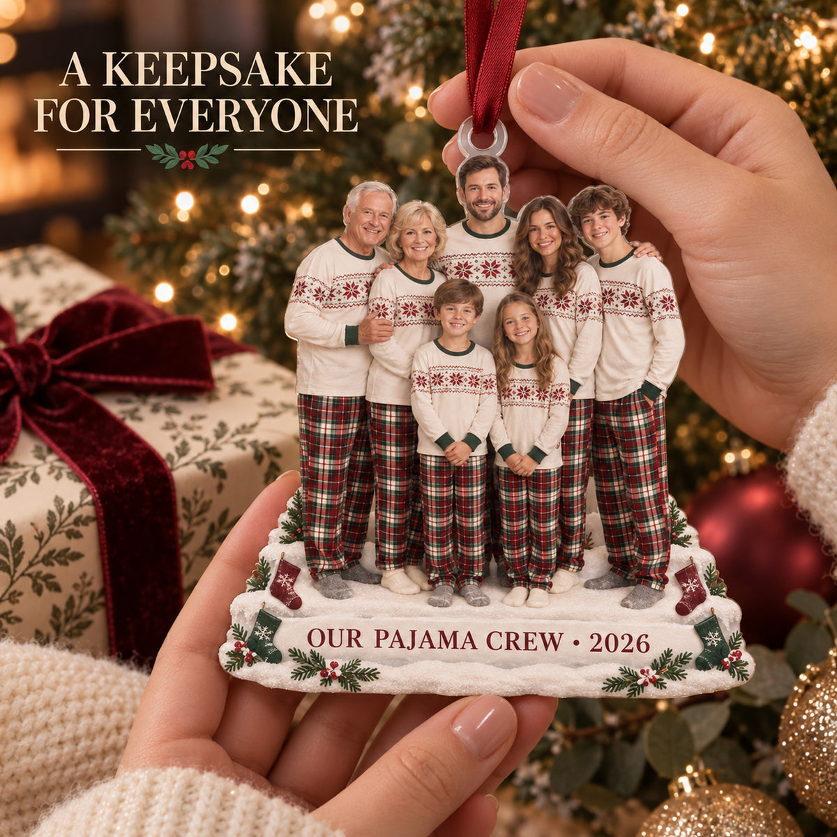 Custom Photo Holiday Pajama Generations Acrylic Ornament — Gift inspiration