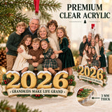 Custom Photo Grandparents and All Grandkids Acrylic Ornament — Flat acrylic material