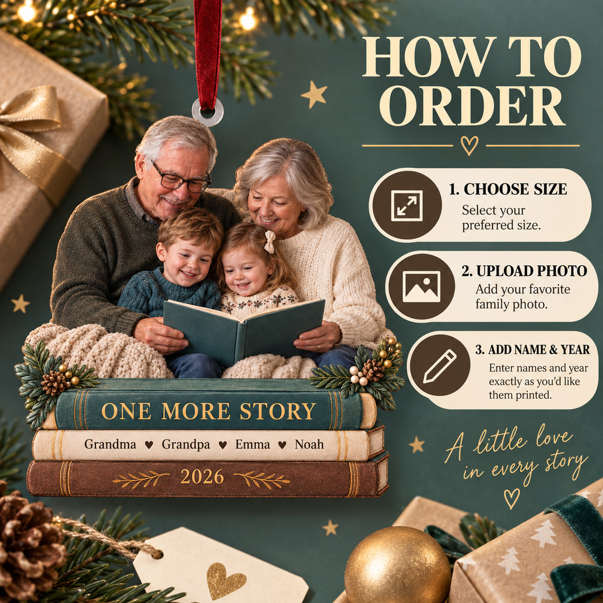 Custom Photo Storytime on the Sofa Acrylic Ornament — How to order