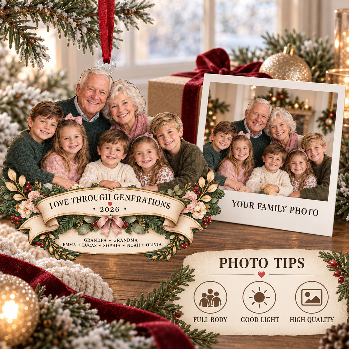Custom Photo Grandparents Anniversary Circle Acrylic Ornament — Personalization guide