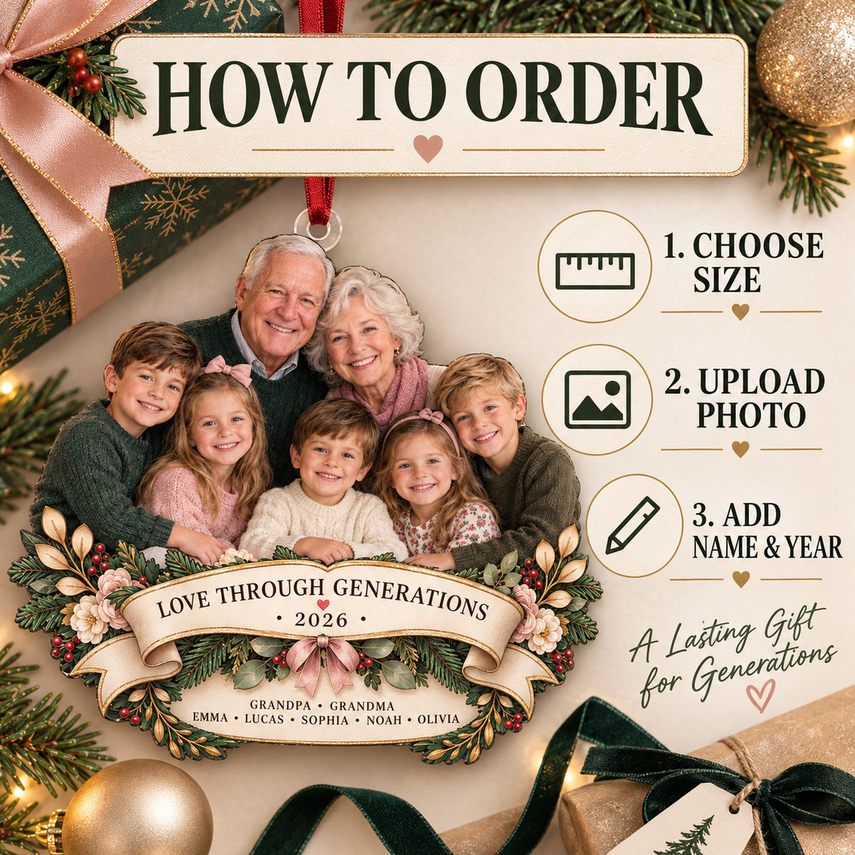Custom Photo Grandparents Anniversary Circle Acrylic Ornament — How to order