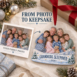 Custom Photo Grandkids Sleepover Pajamas Acrylic Ornament — Personalization example