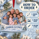 Custom Photo Grandkids Sleepover Pajamas Acrylic Ornament — How to order