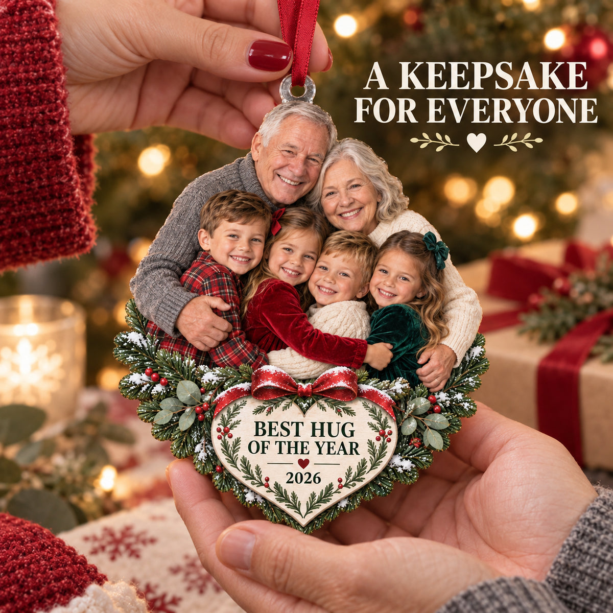 Custom Photo Holiday Hug Pile Acrylic Ornament — Gift inspiration