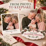 Custom Photo First Christmas as Grandparents Acrylic Ornament — Personalization example